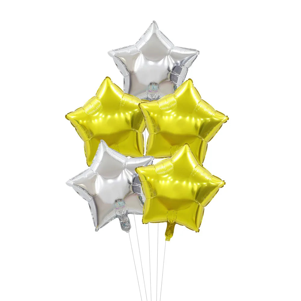 5Pcs 18inch Gold Silver Foil Star Balloon Wedding Balloons Decoration Baby Shower Children's Kids Birthday Party Balloons Globos