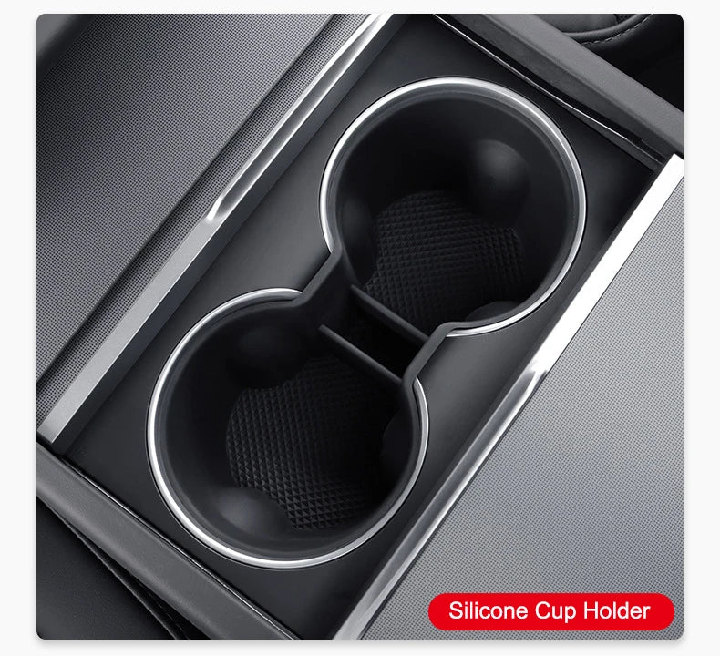 For Tesla Model 3 Highland 2024 Storage Box Flocking New Model 3+ Center Console Armrest Storage Box Stowing Tidying Cup Holder