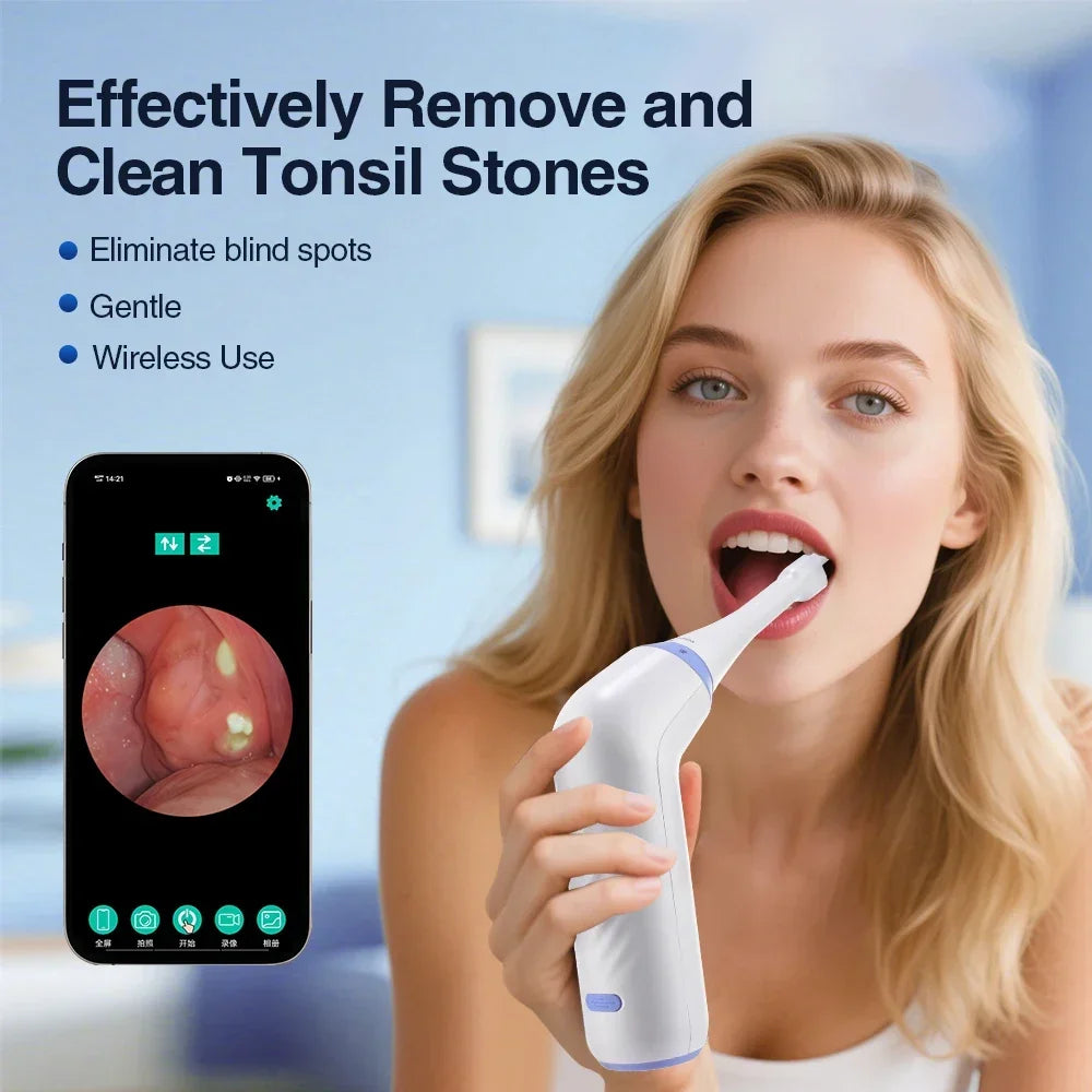 Electric Visible Vacuum Tonsil Stone Remover Kit with 3 Suction Modes Oral Care Tool for Tonsil Stones Removal Oral Fresh Care