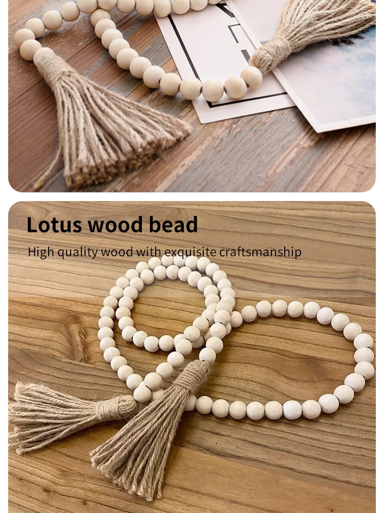 Decorative Bead Twine Tassel Strand, Log Colour Boho Decorative Wall Decor, Home Decor Craft Ornament, Gothic Style, for Prayer