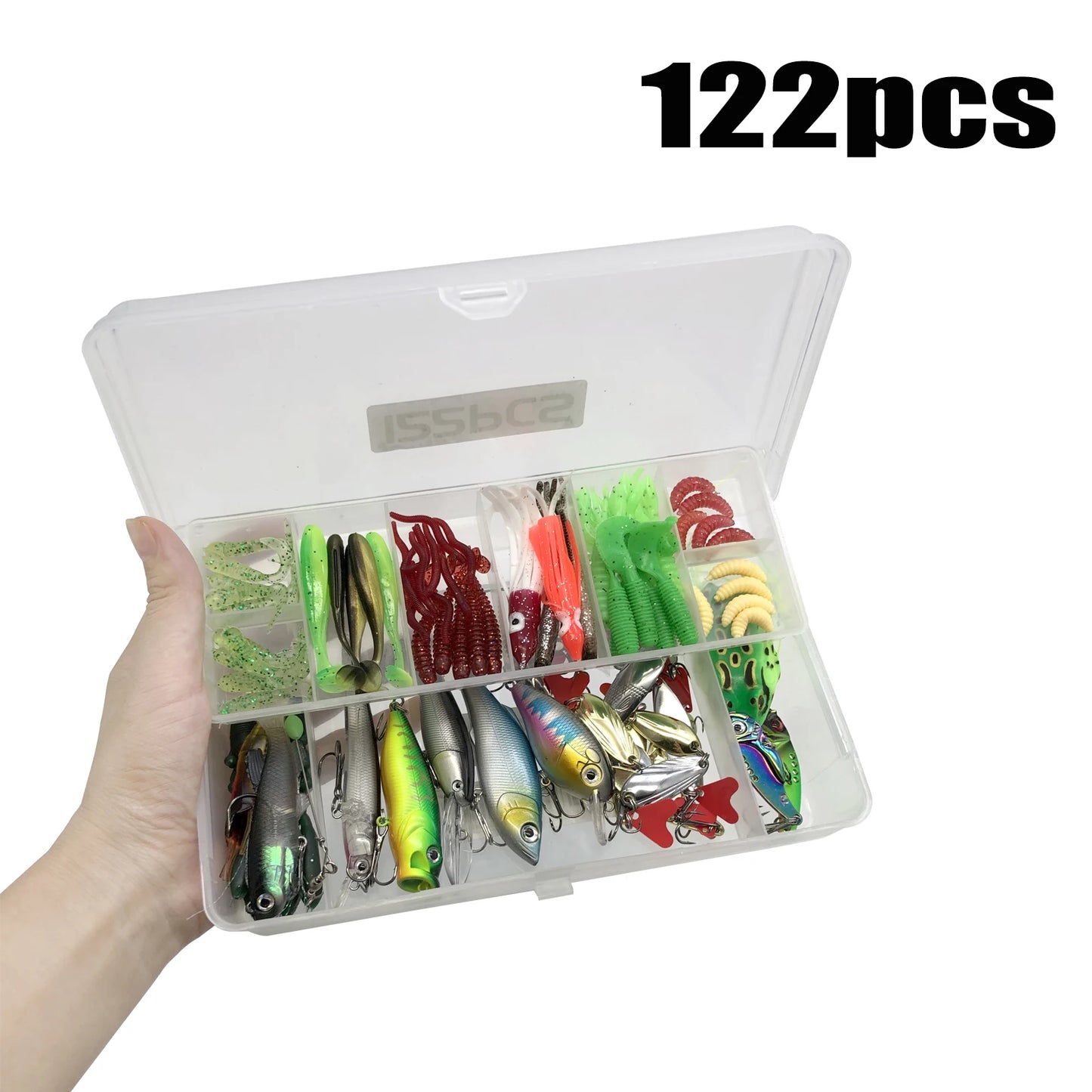 78/122/284pcs Fishing Lures Kit for Topwater Bait Rigs Tackle Kit for Bass Trout Salmon Fishing Accessories