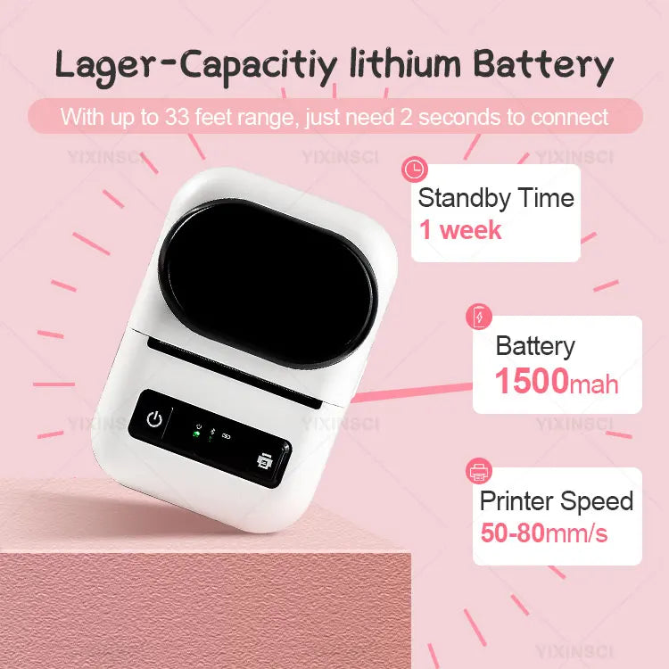 PT260 58mm Mini Portable Thermal Printer Photo Pocket Printer Wireless BT Connect For Label Price Maker Machine