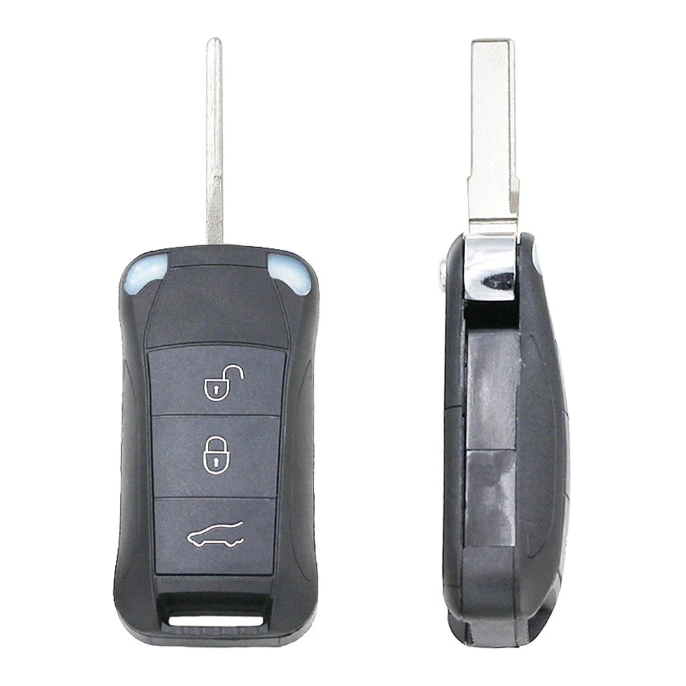 2003+ for Porsche 3-Button Flip Remote Key Shell Case Fob for Porsche Cayenne Uncut HU66 Blade