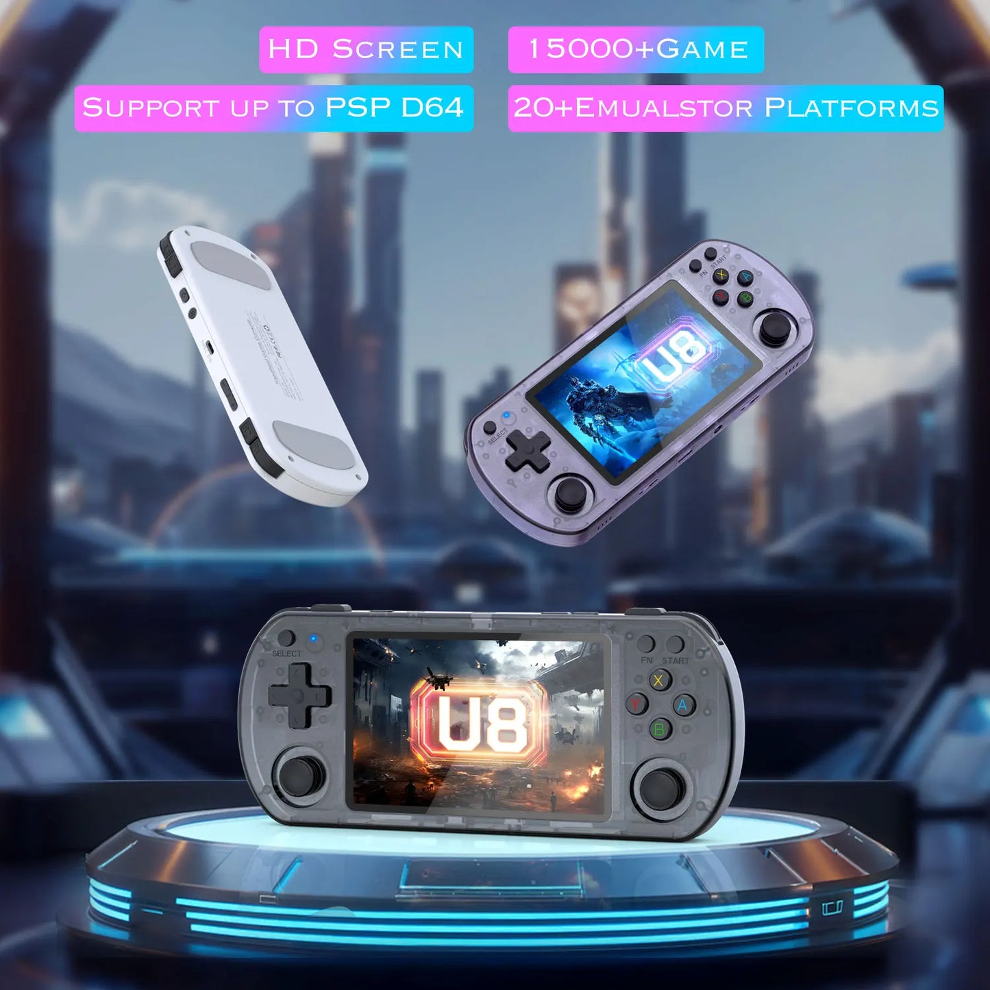 Open Source U8 Retro Handheld Video Game Console Linux System 4.0 Inch IPS Screen Portable Pocket Video Player 128GB Games