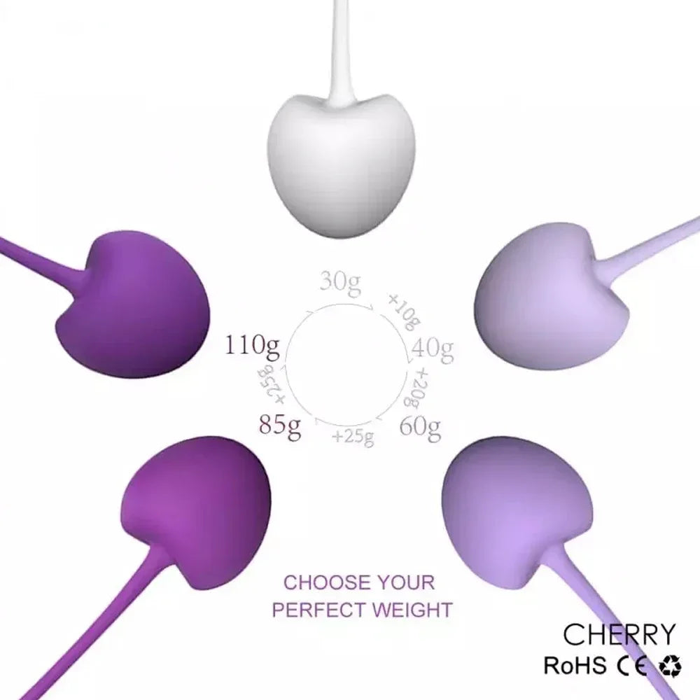 Silicone Cherry Ben Wa Weight Set of 5PCS Kegel Ball Vaginal Dumbbells Full Pussy Vagina Tighten Kegel Exercise Balls For Women
