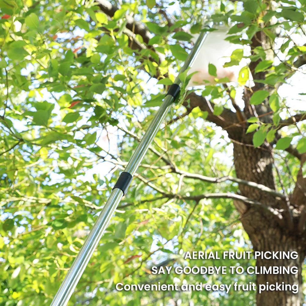 Fruit Picker Pole Tool with Basket Telescoping Long Handle 1.6 to 4M Fruit Catcher For Apple Orange Avocado Acorn Lemon Pear