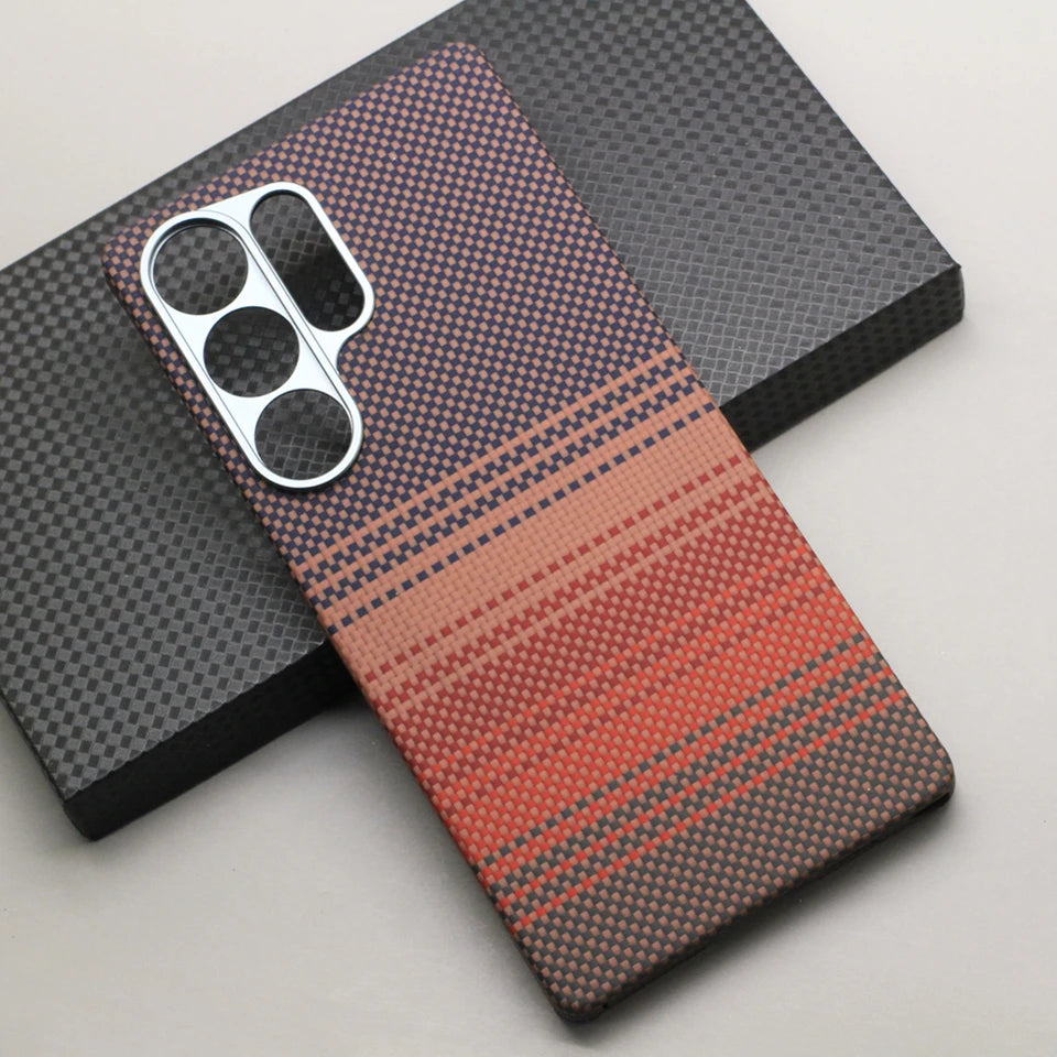 HANWOR Magnetic Carbon Fiber Phone Case for Samsung Galaxy S25 Ultra 600D Aramid Fiber Magnetic Cover S25 Ultra Magsafe Case