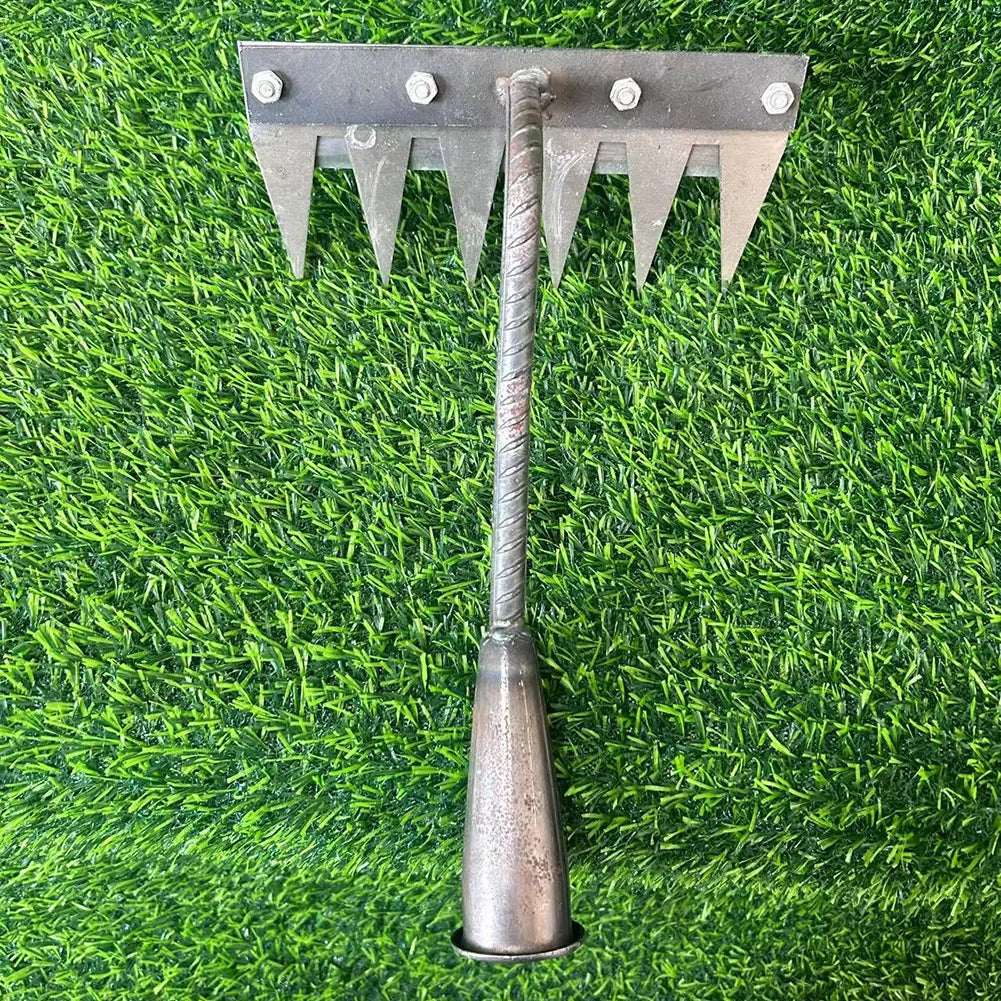 5/6/7/8 Teeth Garden Weeding Rake Carbon Steel Removable Rake Soil Hoe Agricultural Straw Rake Multi Purpose Weeding Tools
