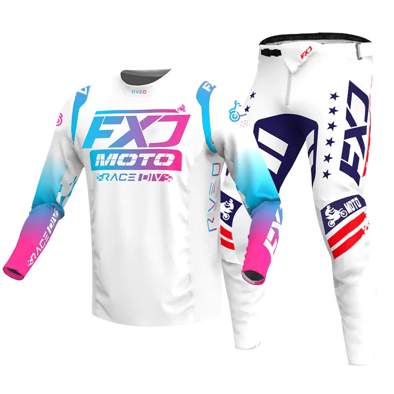 Motocross Jersey Pant white Mens Women pink black Combo racing suit Off-road MX DH ATV gear set Enduro Motorcycle mountain