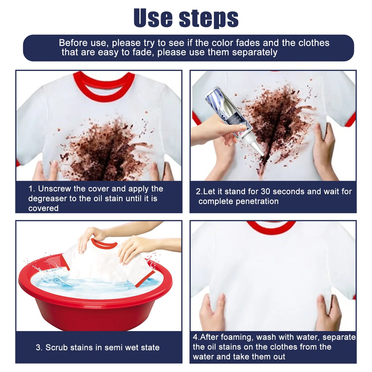 Clothes Oil Stain Remover Dust Cleaner Stubborn Dirt Oil Cleaning Washing Multipurpose Laundry Degreasing Agent for Fabric Cloth