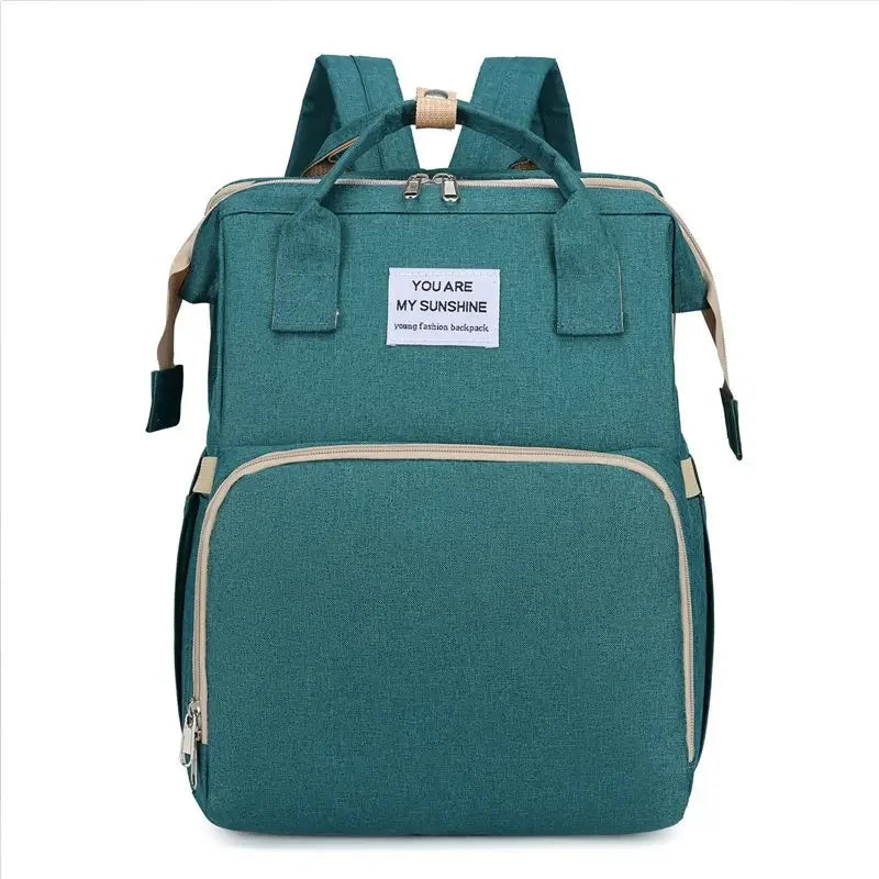 Large capacity foldable mommy bag New fashionable backpack for mothers with children Mother and baby bag foldable crib