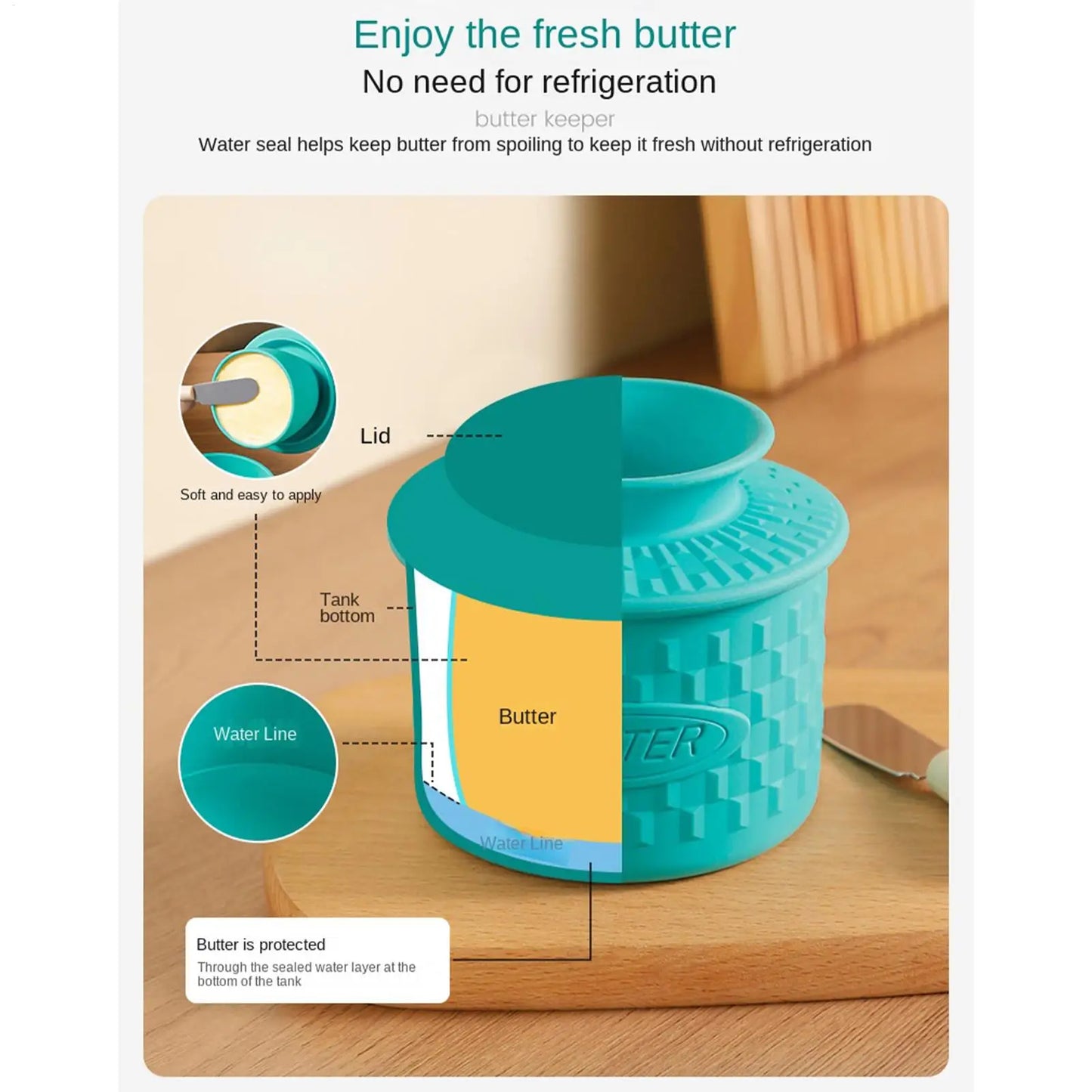French Butter Crock For Counter With Lid Spreadable Butter Silicone Bell Style Butter Jar Butter Dish Butter Keeper Holder Jar