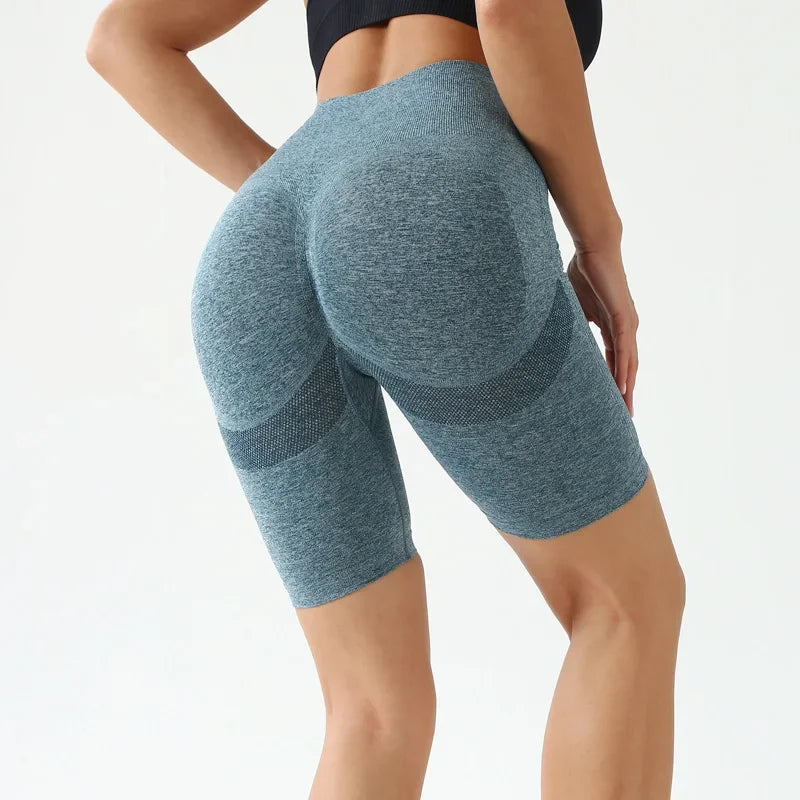 Amazon 2021 Summer Seamless Knit Peach Hip Yoga Shorts Sweatpants Fitness Base Shorts European And American Style Women's Yoga W