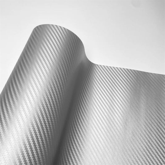 DIY Waterproof 3D Carbon Foil Film Silver Self-adhesive Car Stickers Auto Color Change Accessories Silver Carbon Vinyl Wrap