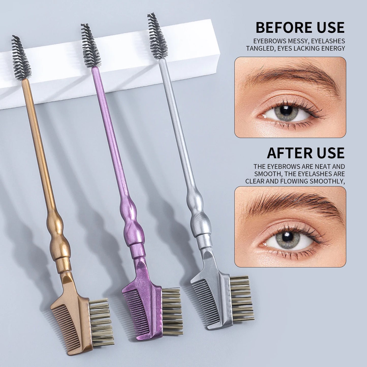 eyebrow brush and Eyelash brush,1pcs Creative Multifunctional Double headed Cosmetic Brush for Women Eye Brow Shaper