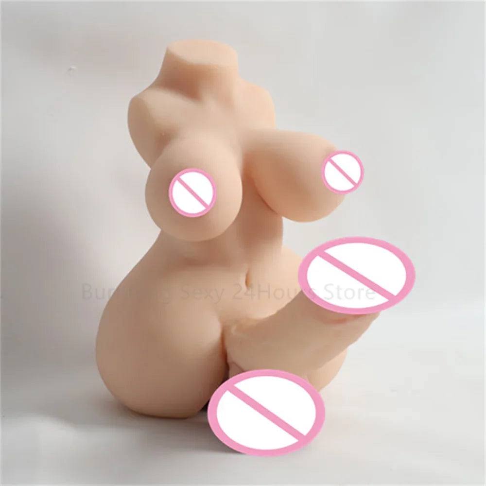 3D Realistic Shemale Body Sex Doll Male Torso 14cm Dildo Soft Penis Female Vagina Masturbator Anal Sex Toys for Women Men Adults
