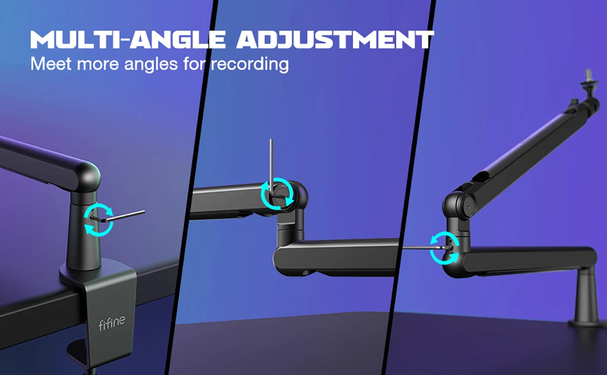 FIFINE Adjustable Low-profile Arm Microphone Stand with Cable Managment/Desk Mount, Suspension Boom for K688 Ampligame AM8-BM88