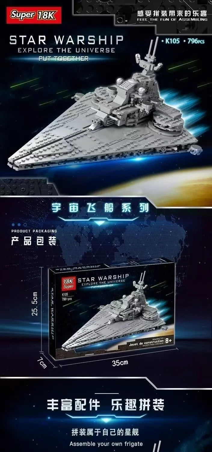 18K Star Destroyer Series K106 Victory Star Destroyer 891 Particle Puzzle Assembling Building Block Model Toy