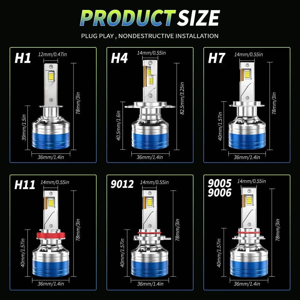 H7 H4 H11 Led Headlight High Power 8580 CSP Canbus H1 H8 9005 HB3 9006 HB4 9012 HIR2 Turbo Lamp Car Led Headlamp Fog Light 6000K