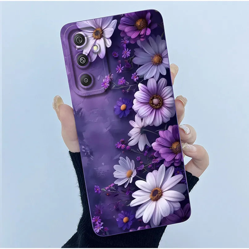 For Samsung Galaxy M34 M35 5G F34 5G Simplicity Flowers Liquid Shockproof Silicone Soft Phone Cover For SamsungM34 5G Case