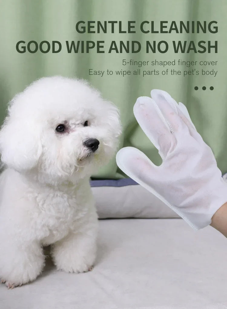 6pcs Pet Disposable Gloves Dog Bath Cleaning Wipes Mild Deodorizing Full Body Special Cleaning Gloves Cat Grooming Supplies