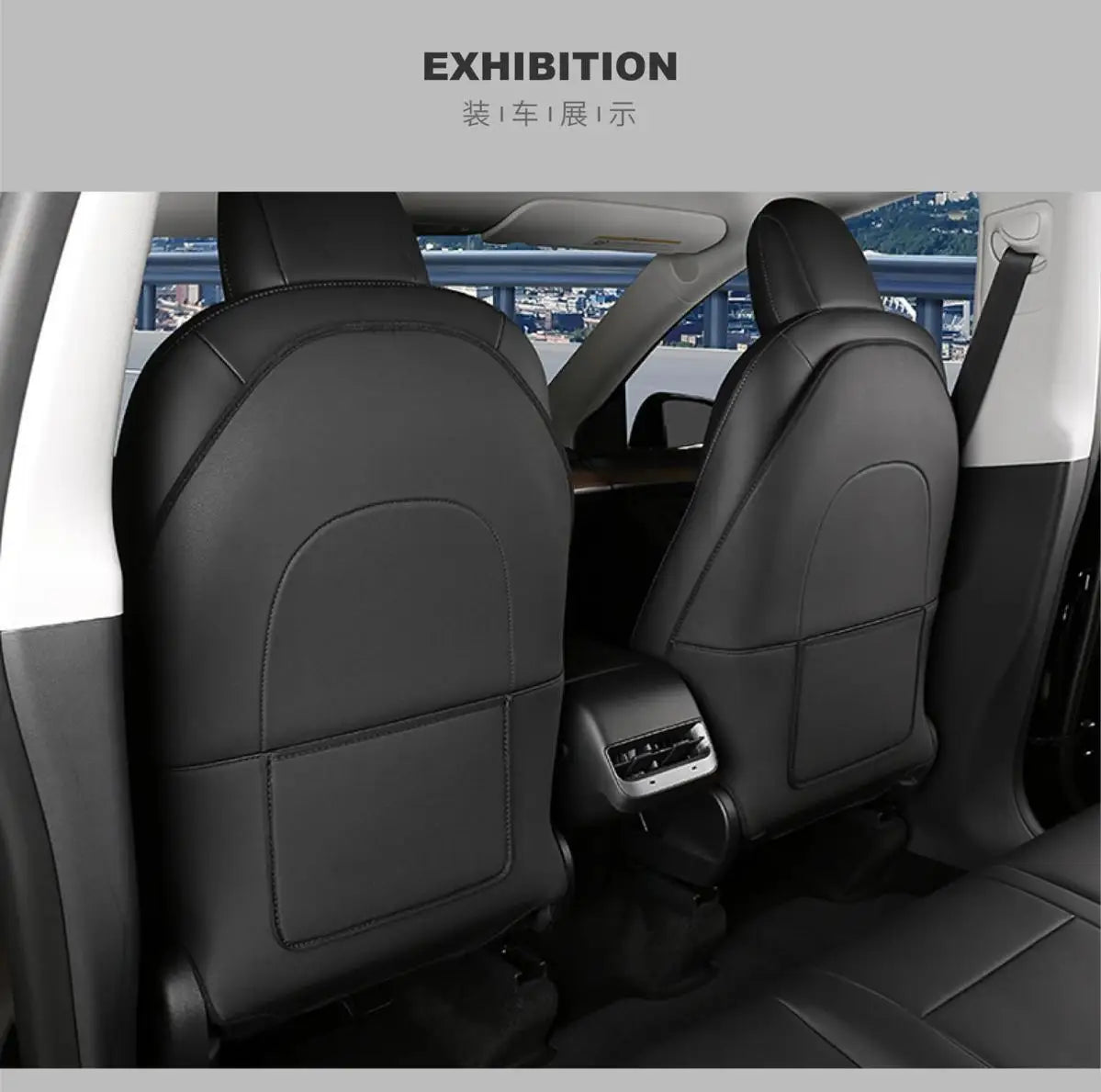 Car Seatback Protector for Tesla Model Y Model 3 Seat Back Protective Child Anti-Kick Mats Black Leather Interior Accessories