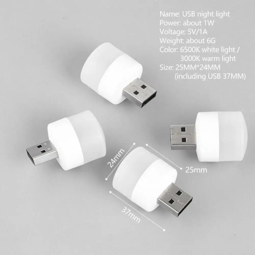 oobest USB Night Light Portable Eye Protection Reading Plug Bulbs Mini LED Lamp Computer Mobile Power Charging Small Book Lights