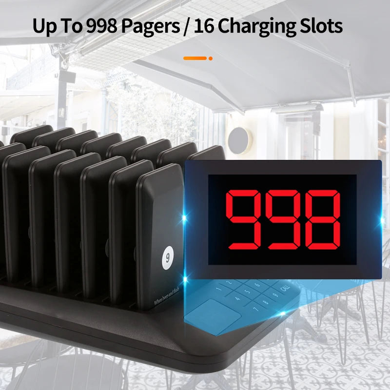 Wireless Restaurant Pager Food Truck Coasters Buzzer Pager Receiver Calling System For Bar Cafe Food Court Fast Food Shop Church