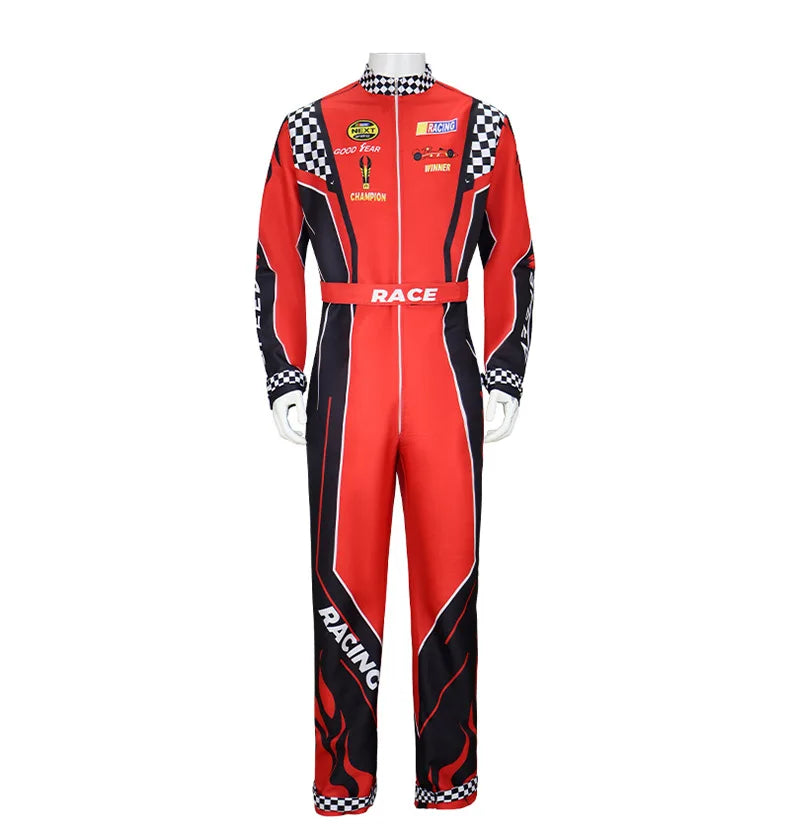 Adult Kids Racer Cosplay Costume Red Classic One-Piece Training Racing Uniform Suit Children Men Karting Jersey Clothing