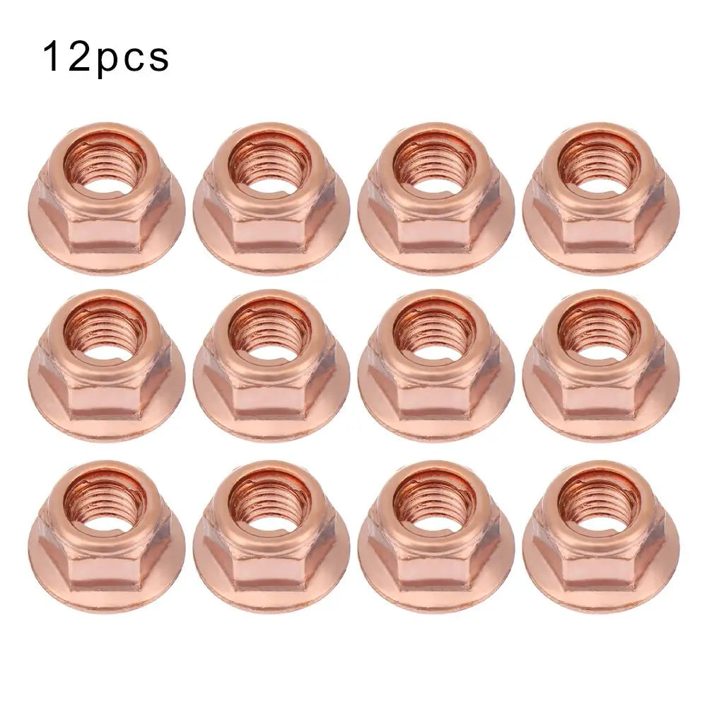 12Pcs M8 Copper Flashed Exhaust Manifold Nut 8mm Nuts High Temperature Nuts