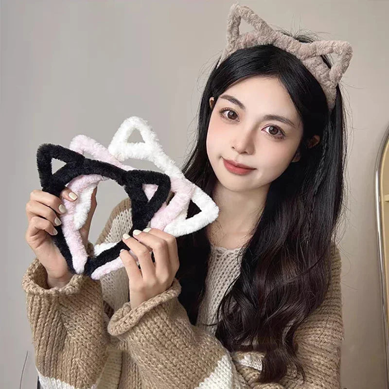 Plush Cat Ear Lolita Headbands Girls Cartoon Furry Hair Bands Hoop Women Cosplay Costume Party Headwear Korean Hair Accessories