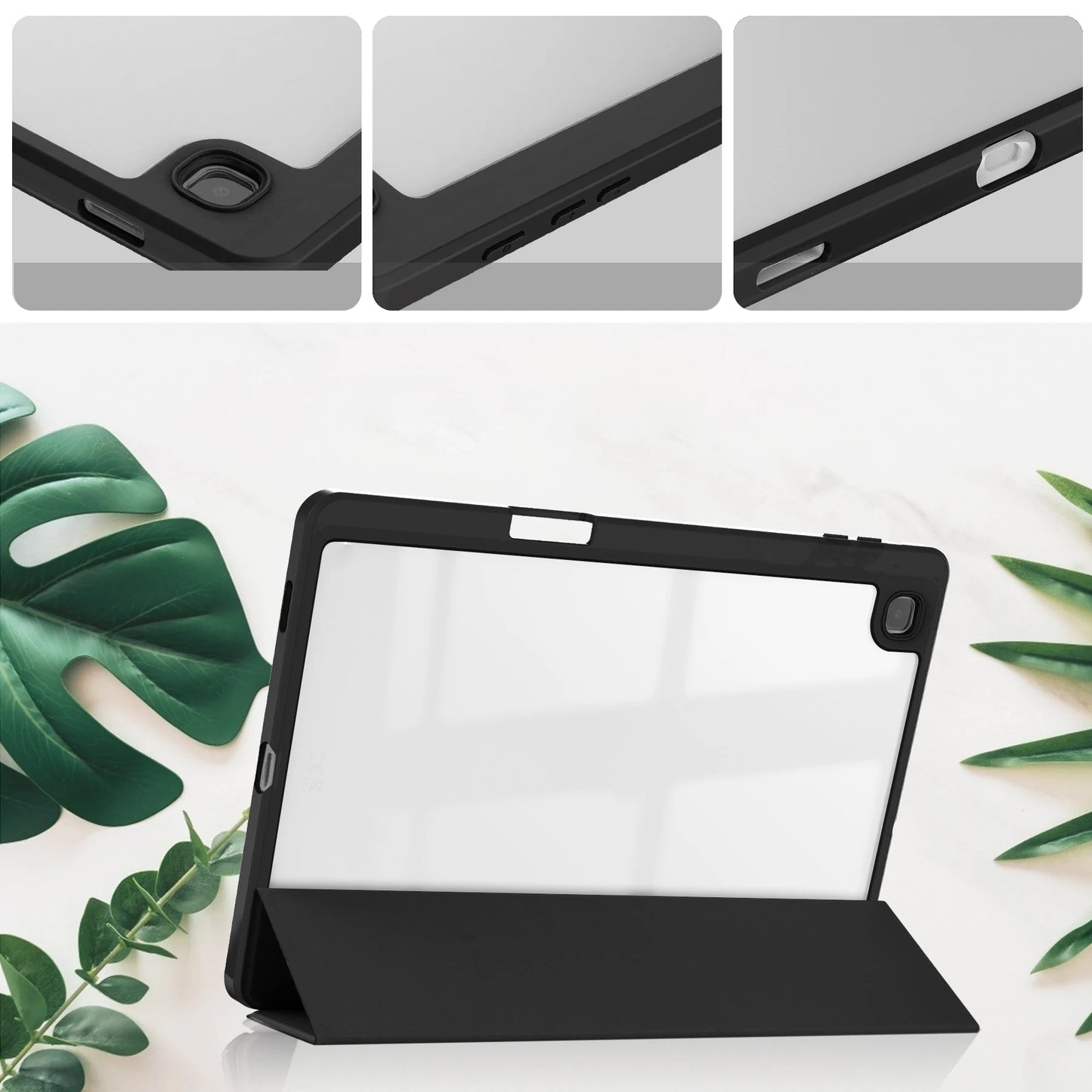 Flip Tablet Cover For iPad 10.2 inch 7th 8th 9th Gen 2019/2020/2021 Air 3 2019 Pro 10.5 inch Acylic Back Case With Pencil Holder