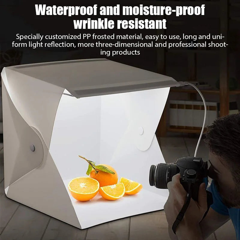 Folding Lightbox 23*22*24cm Portable Photography Photo Studio Tent LED Softbox Background Kit USB Mini Light Box For DSLR Camera