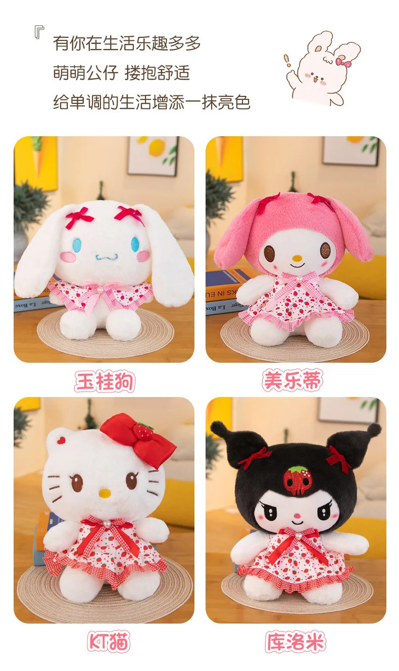 Sanrio Kuromi Hello Kitty My Melody Cute Cinnamoroll Pillow Plush Toys Plushie Keychain Stuffed Doll for Kids Christmas Gifts