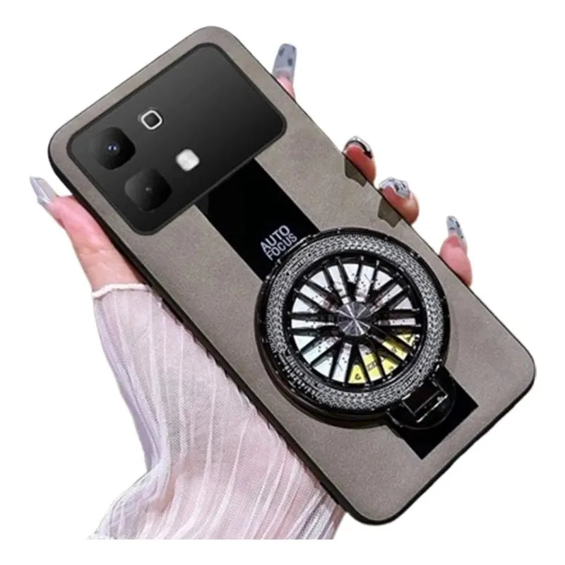 For Infinix Note 60 Pro 5G Solid color synthetic leather silicone shell with heat dissipation bracket For Infinix Note 60 Pro 5G