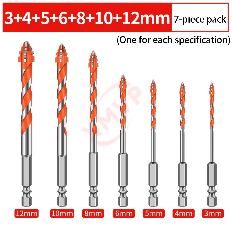 Four-edge serrated drill, eccentric drill bit, high-hardness tile and concrete drilling Super hard electric drill dry drilling