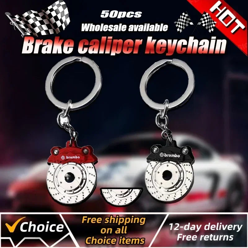 New Creative Gift Brake Discs Wheel Hubs Calipers Metal Keychains Car Modifications Disc Brake Waist Pendants Gift Toys
