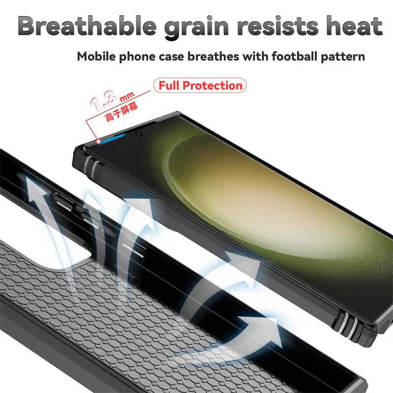 Armor Magnetic Bracket Case for Samsung S25 S24 S23 S22 S21 S20 Note 20 Ultra S10 Plus Slide Camera Protection Shockproof Cover