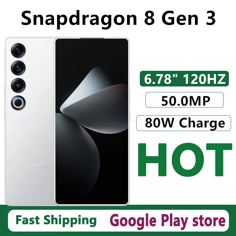 Original Meizu 21 Pro Mobile Phone Snapdragon 8 Gen 3 Android 14.0 OTA 6.79" AMOLED 120HZ 80W Charge 50.0MP IP68 Waterproof