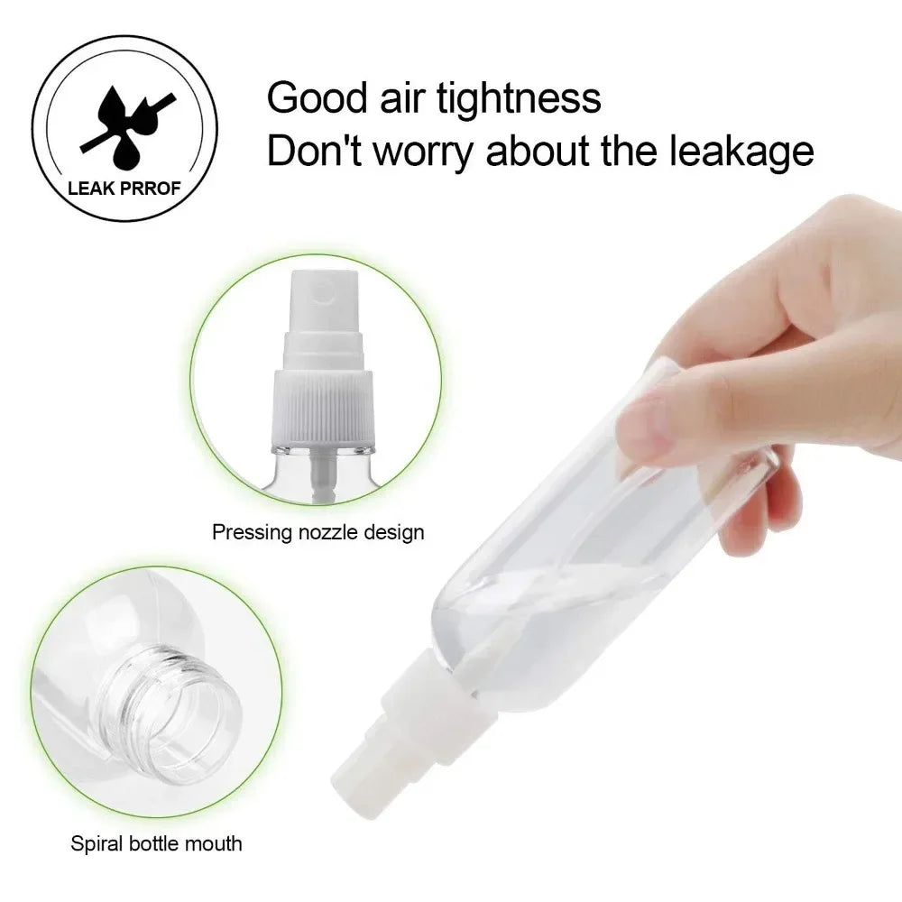 50PCS 10/20/30/50/60/100ml Refillable Empty Portable Clear Plastic Bottle Fine Mist Spray Alcohol Travel Perfume Atomizer Bottle