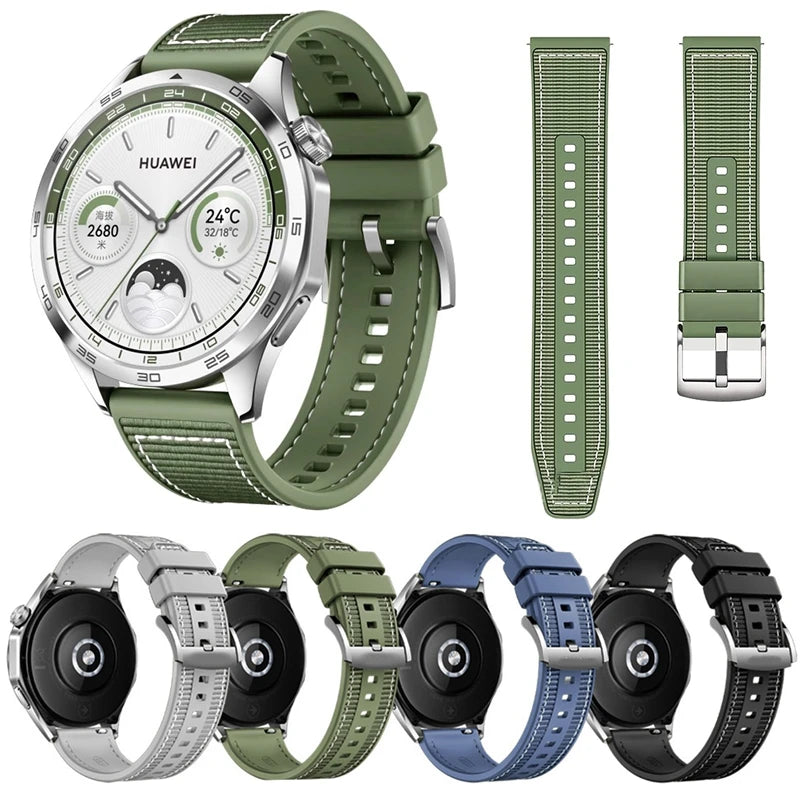 22mm Nylon Silicone Strap For Huawei Watch GT4 46mm Official Nylon Braided Replacement Bracelet Belt for Huawei Watch GT 5 Strap