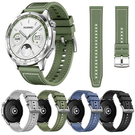 22mm Nylon Silicone Strap For Huawei Watch GT4 46mm Official Nylon Braided Replacement Bracelet Belt for Huawei Watch GT 5 Strap