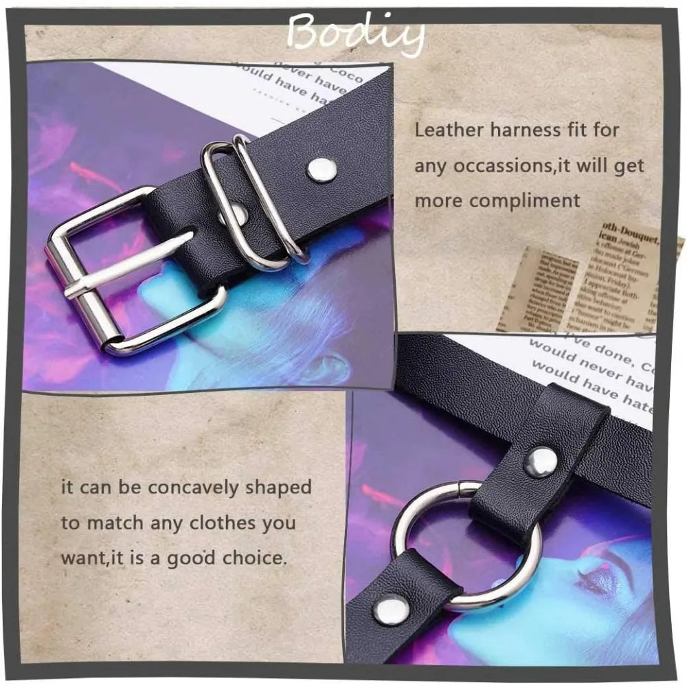 Black PU Leather Punk Body Chains Fashion Strong And Sturdy Waist Straps Belt Club Adjustable Body harness