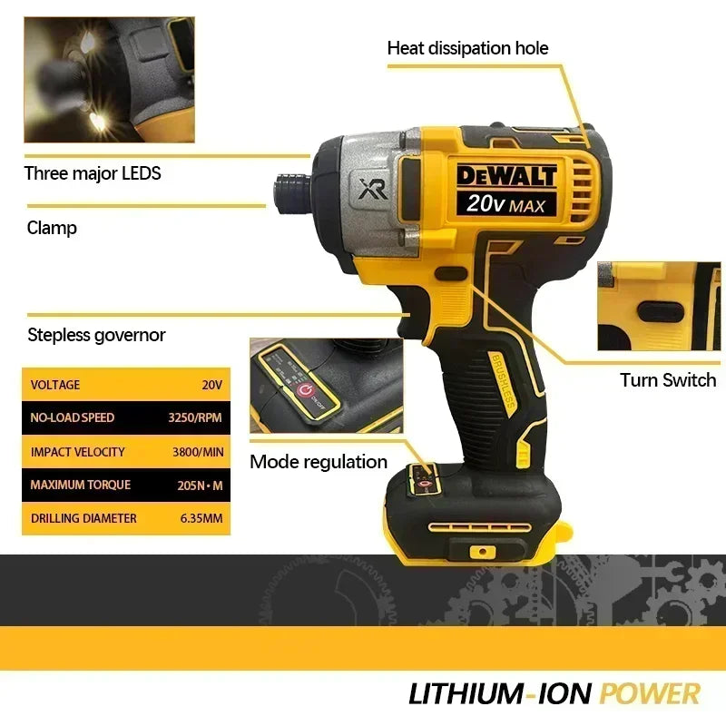 Dewalt DCF887  Brushless Electric Impact Driver Cordless Screwdriver Electric Impact Drill For Dewalt 20V Battery（no battery)