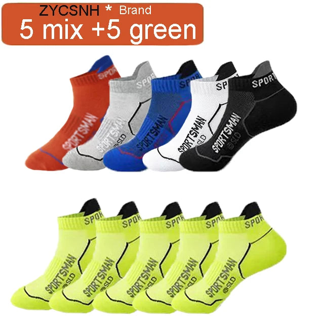 10 Pairs/ Lot Men Sport Socks Cotton Thin Mesh Socks Bright Color Running Socks Breathable Low Cut Sport Socks For Men