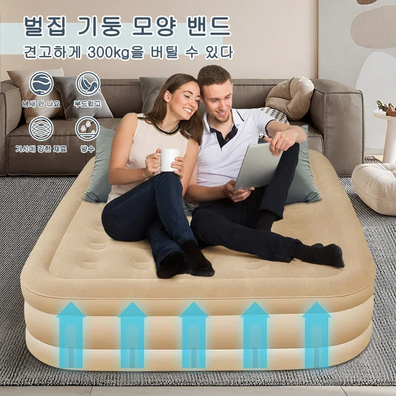 Glamping mats PVC inflatable sleeping mattress luxury 2 person camping bed mat built-in pump thicken mat interior air mattress