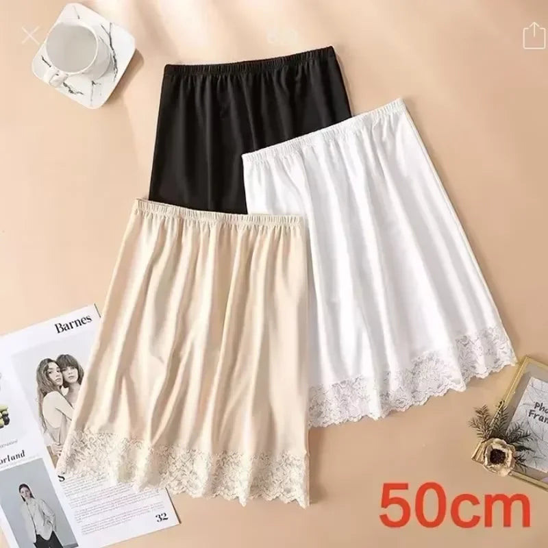3 Lengths Basic Underskirt Modal Female Half Length Skirt Lace Slip Innerwear Short Skirt Women Half Slip Dress Petticoat