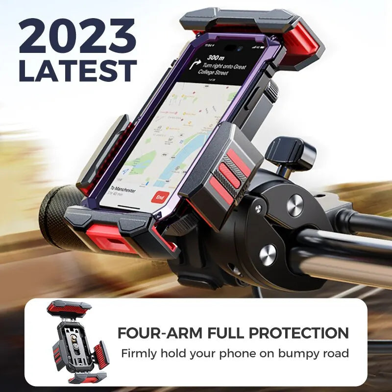 Joyroom 2023 Motorcycle Phone Mount Bike Upgraded Phone Holder One Hand Operation Handlebar Phone Mount for 4.7"- 7.2" Phone