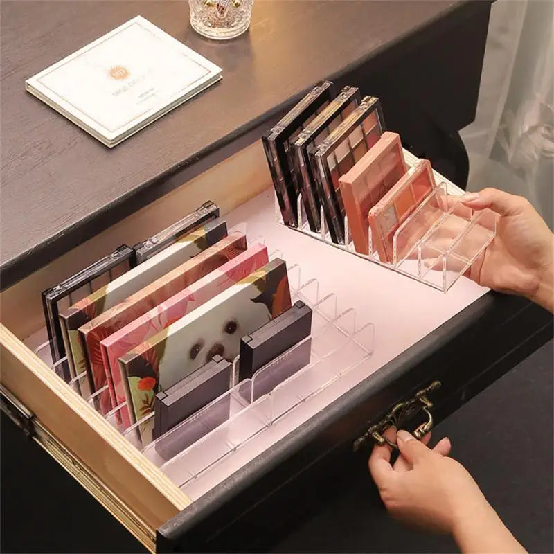 1~5PCS 7 Grids Acrylic Compact Eyeshadow Palette Organizer Display Tray Storage Box Cosmetics Rack Makeup Tools Holder Drawer