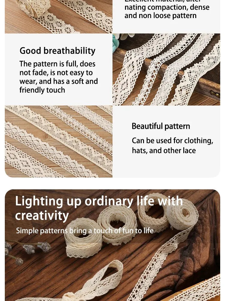 5Meter Roll White Cotton Embroidered Lace Net Ribbons Fabric Trim DIY Decorate Sewing Handmade Craft Materials Bow